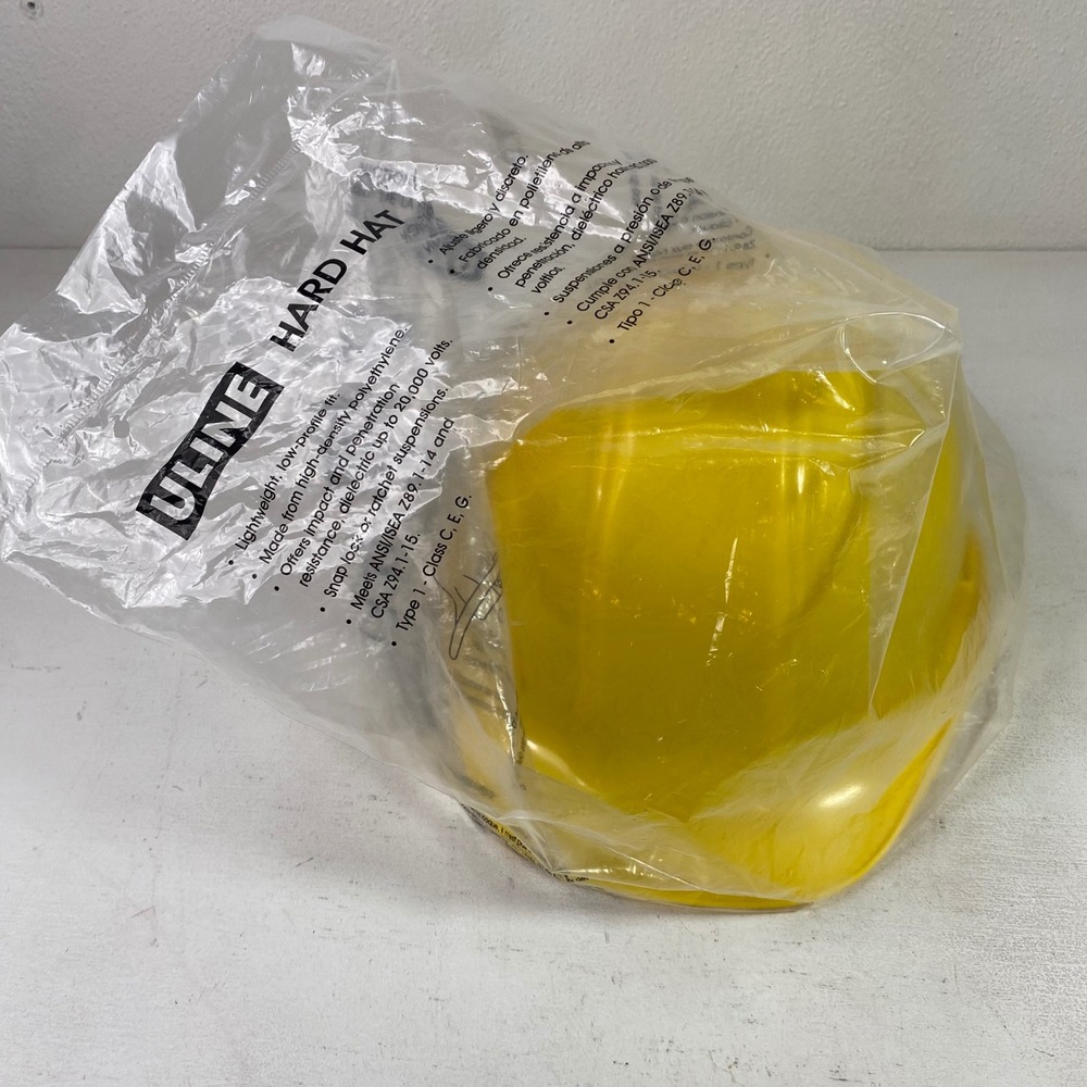 Uline S-10512Y Yellow Hard Hat Ratchet Suspension Type 1 Class C E G Safety